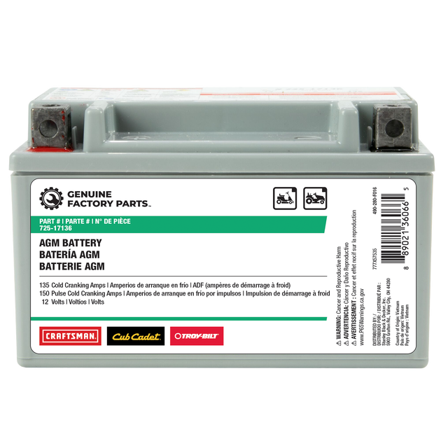 12-Volt AGM Lawn and Garden Battery - 135 CCA