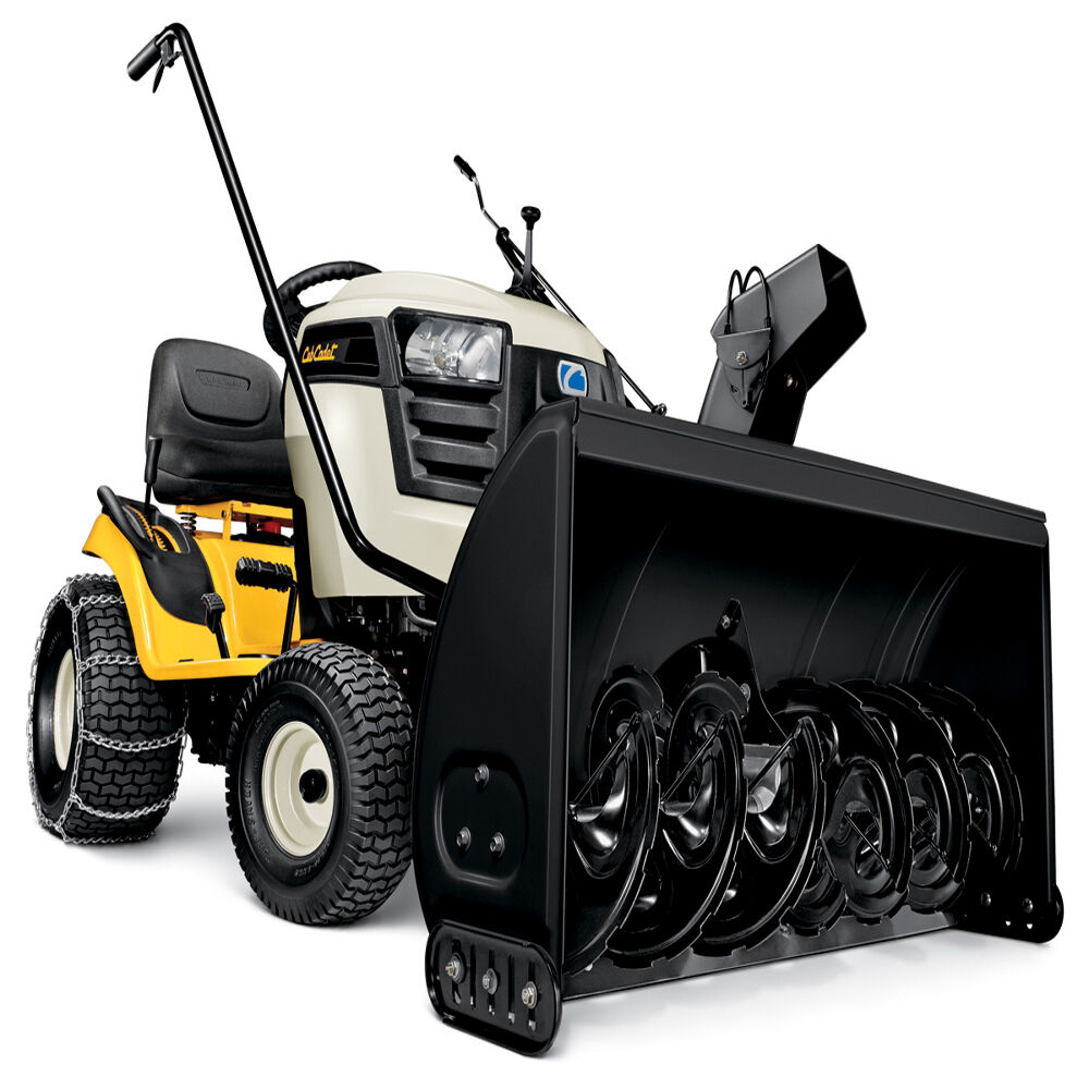 Riding mower hotsell snow blower attachment
