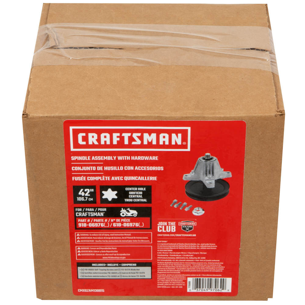 42-inch Spindle Assembly with Hardware - CMXGZAM130015 | MTD Parts