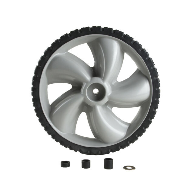 12&quot; x 1.75&quot; Plastic Wheel. 50 lbs. Load Rating. 1/2&quot; Hub Length. 1/2&quot; Nylon Bearing. Offset Hub. Bar Tread.