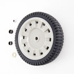 50 Ibs. Load Rating. 1.42" Hub Length. 1/2" Nylon Bearing. Offset Hub. Bar Tread. Includes Adapters.