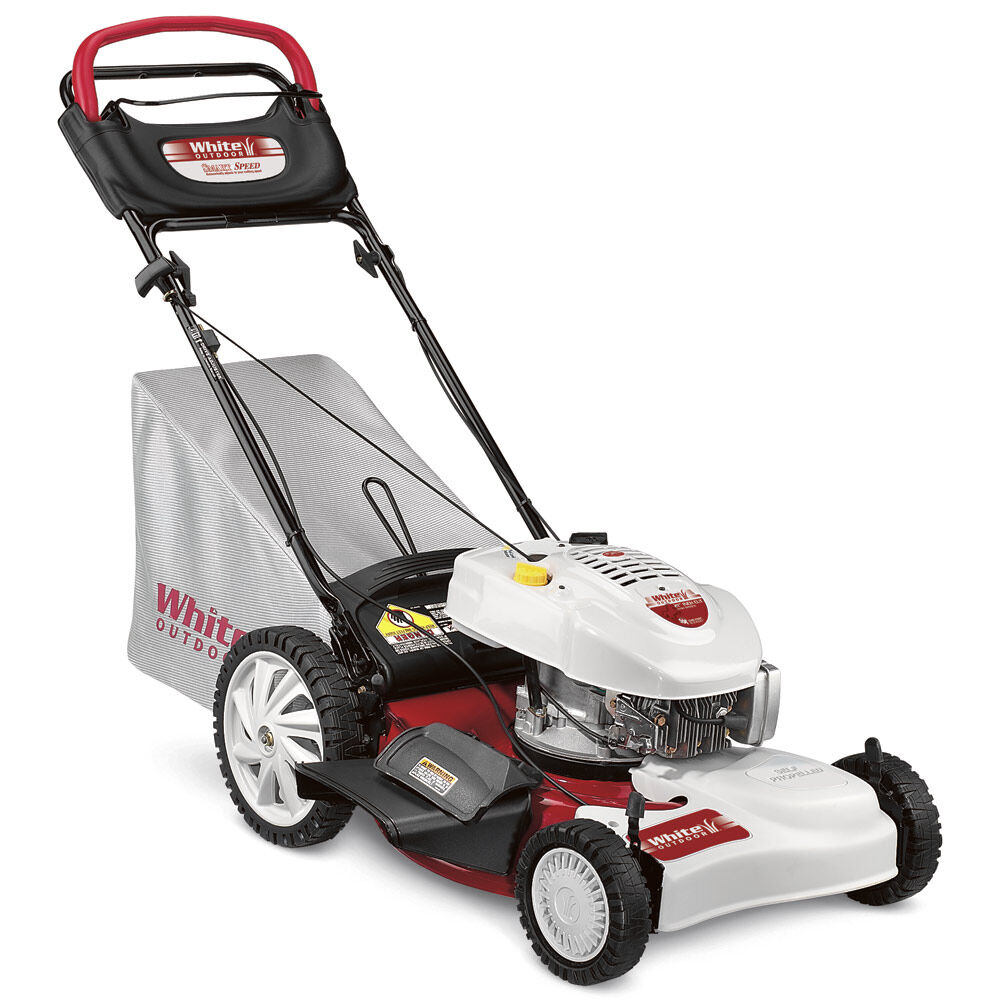 White outdoor hotsell push lawn mower