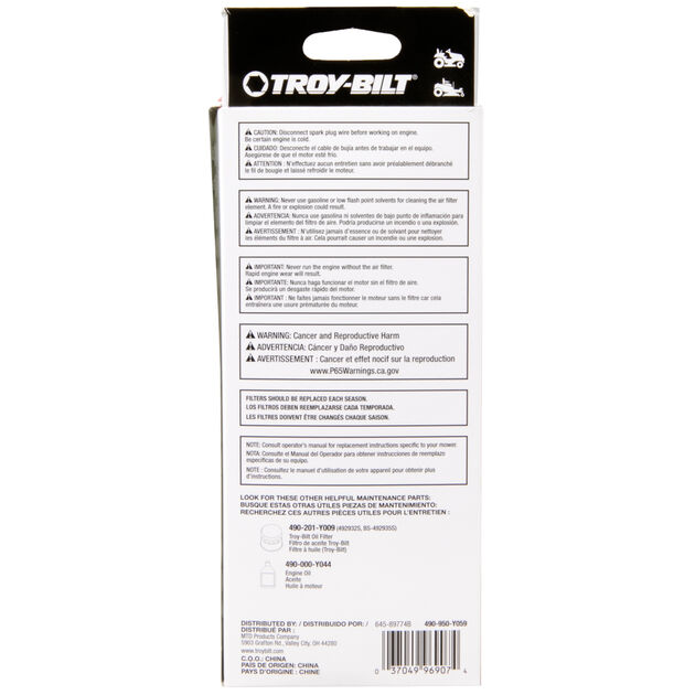 Air Filter with Pre-Filter and Fuel Filter Kit