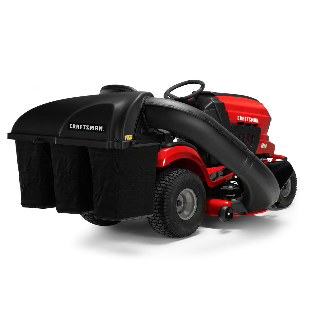 Riding lawn clearance mower with bag