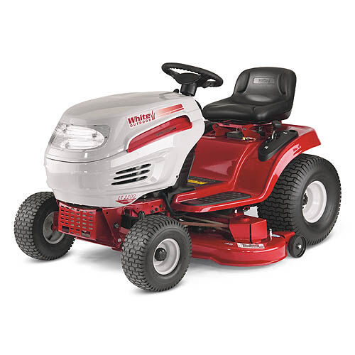 White outdoor self propelled outlet lawn mower